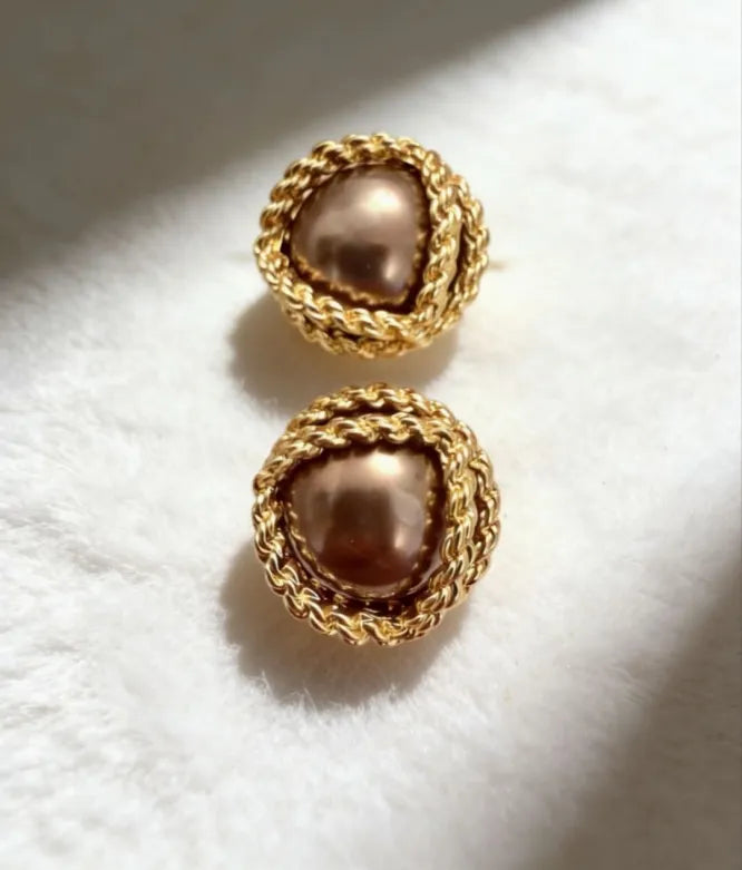 Golden Orbit Pearl Earrings