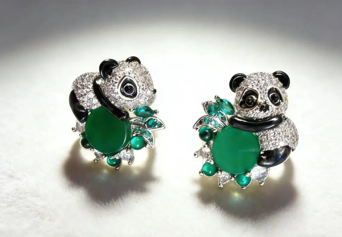 Jade Panda Earrings