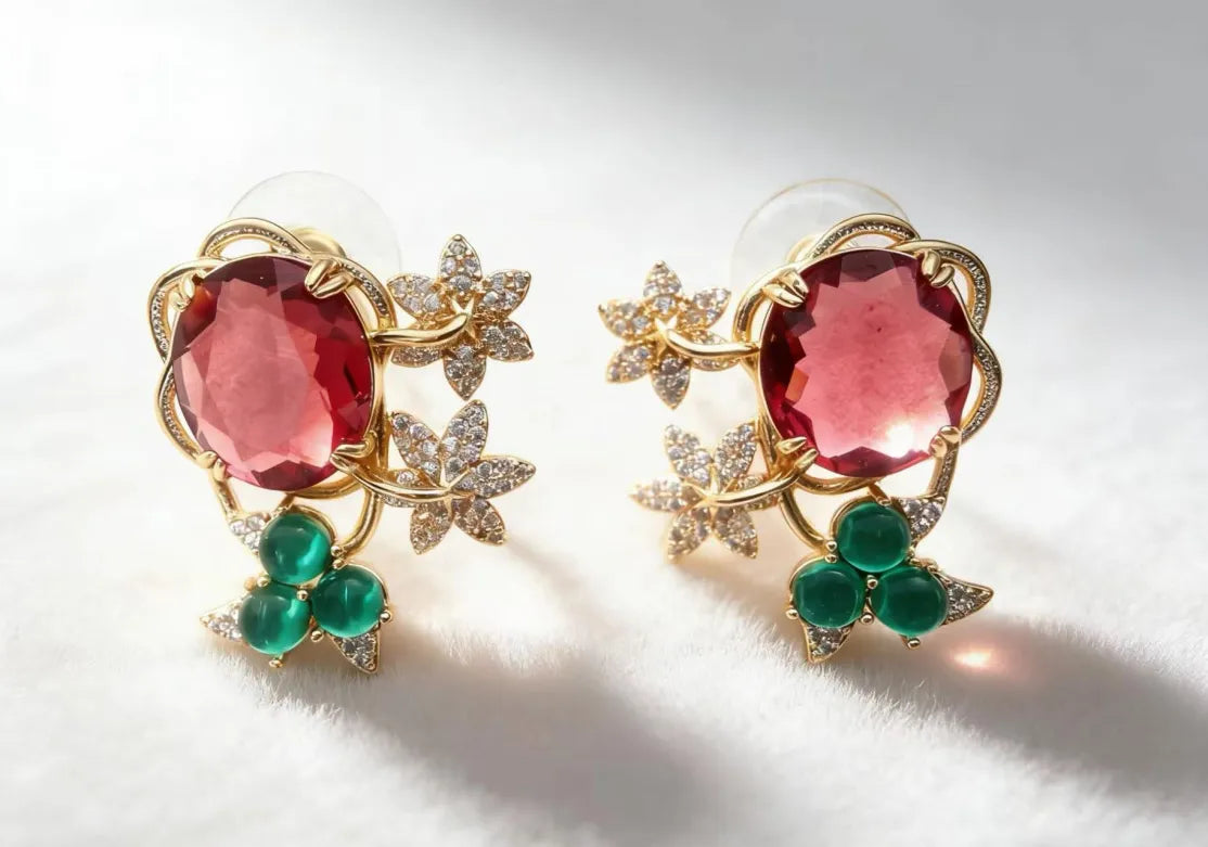 Crimson Bloom Earrings