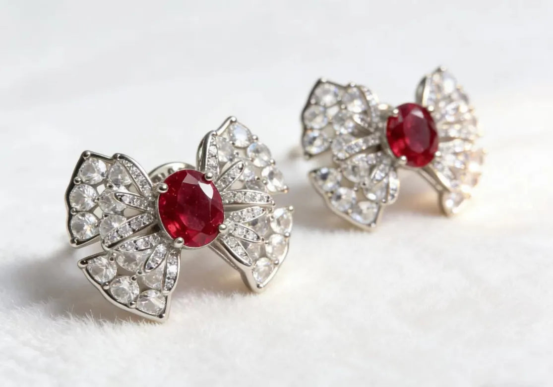 Crimson Bow Earrings